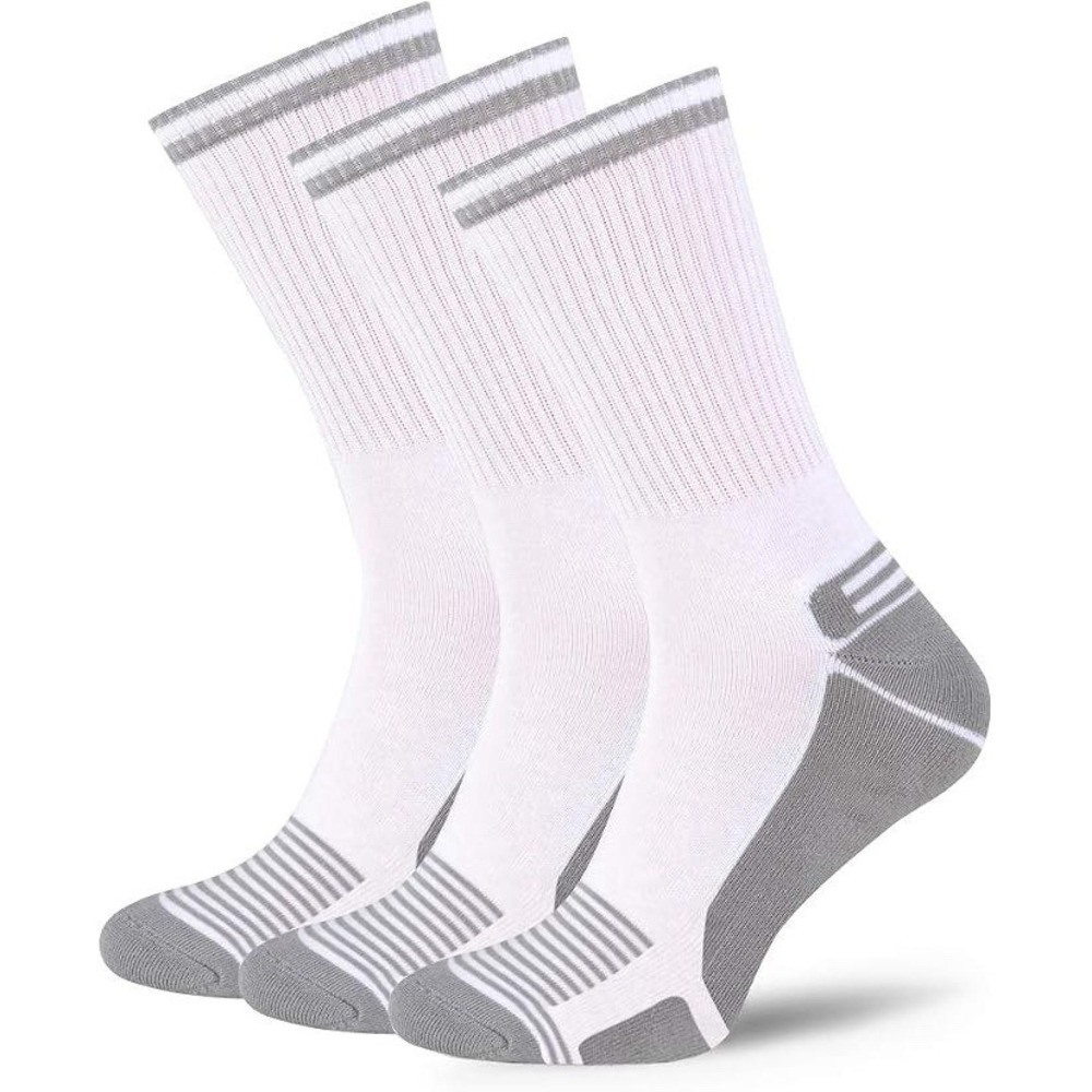 3 Pairs DUNA Cotton White Athletic Crew Socks Cushioned Sz 6-8 Men's/8-9 Women's